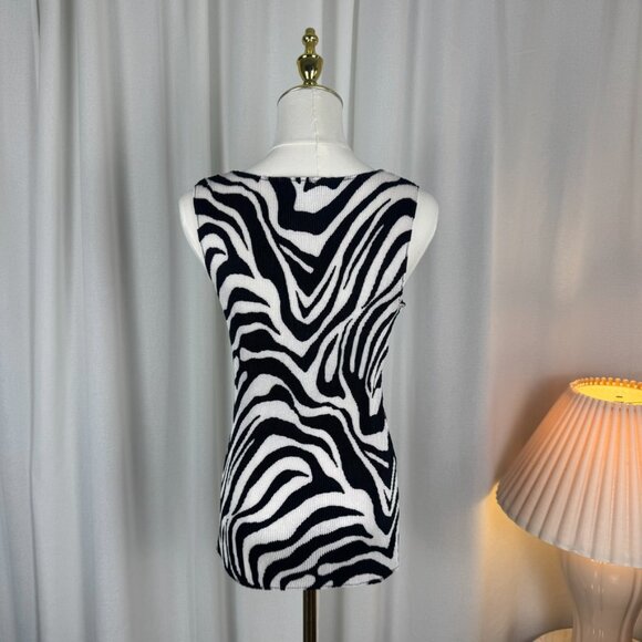 Frank Lyman Zebra Print Scrunched Tank Medium - Picture 3 of 5